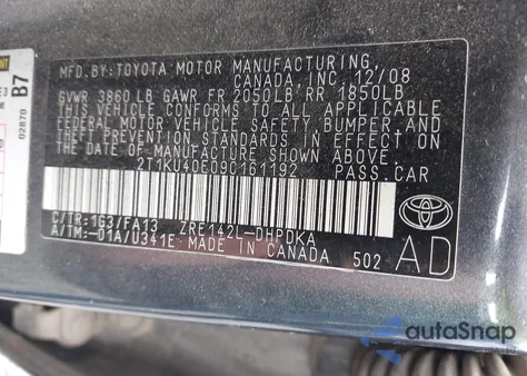 2009 Toyota Matrix из США, поврежденный, VIN 2T1KU40E09C161192